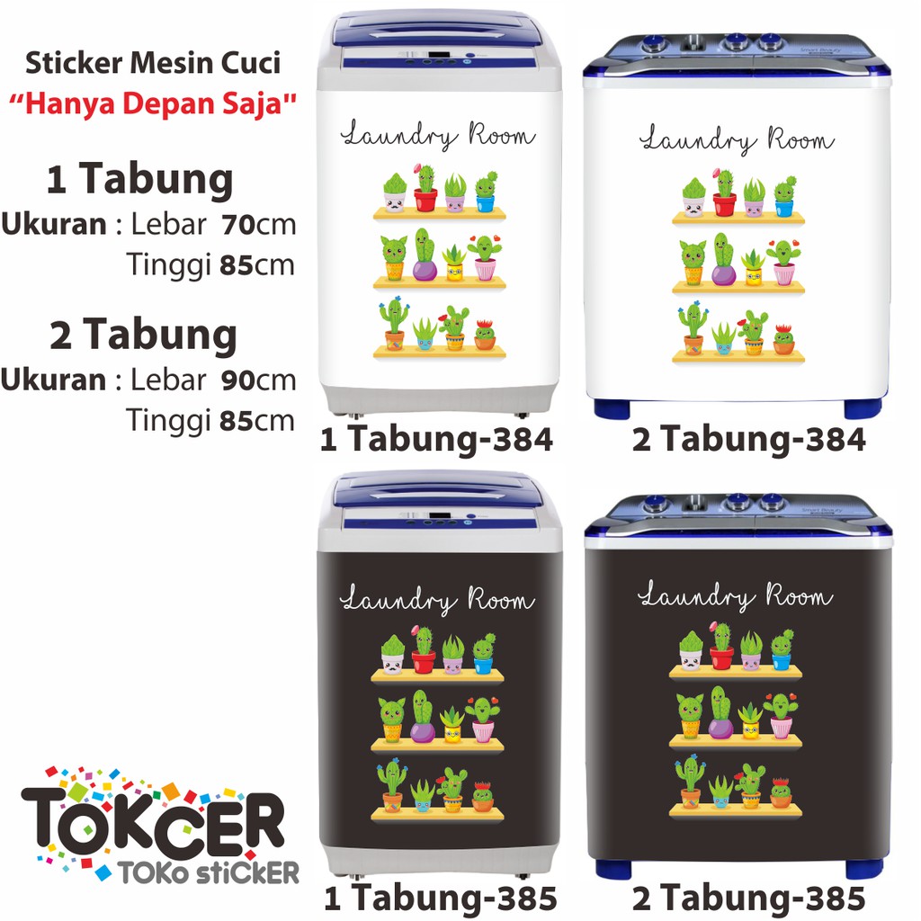 Stiker Mesin Cuci 1 dan 2 Tabung Variasi KAKTUS