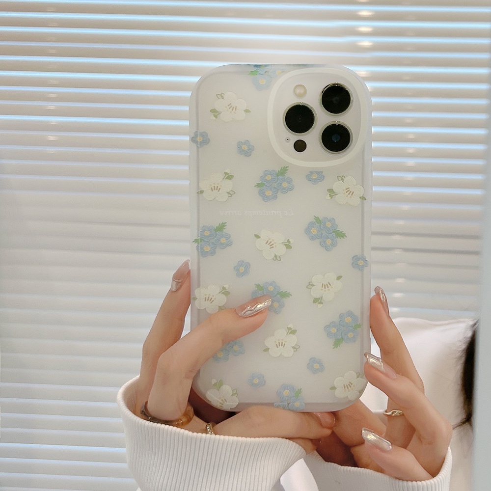 Casing Compatible for iPhone 7Plus 8Plus 11 XR 6 6s 7 8 Plus 12 Pro Max 13 Pro Max X XS Max SE 2020 Fresh Summer Flower Lens Oval Pattern Shockproof Soft Tpu Back Case