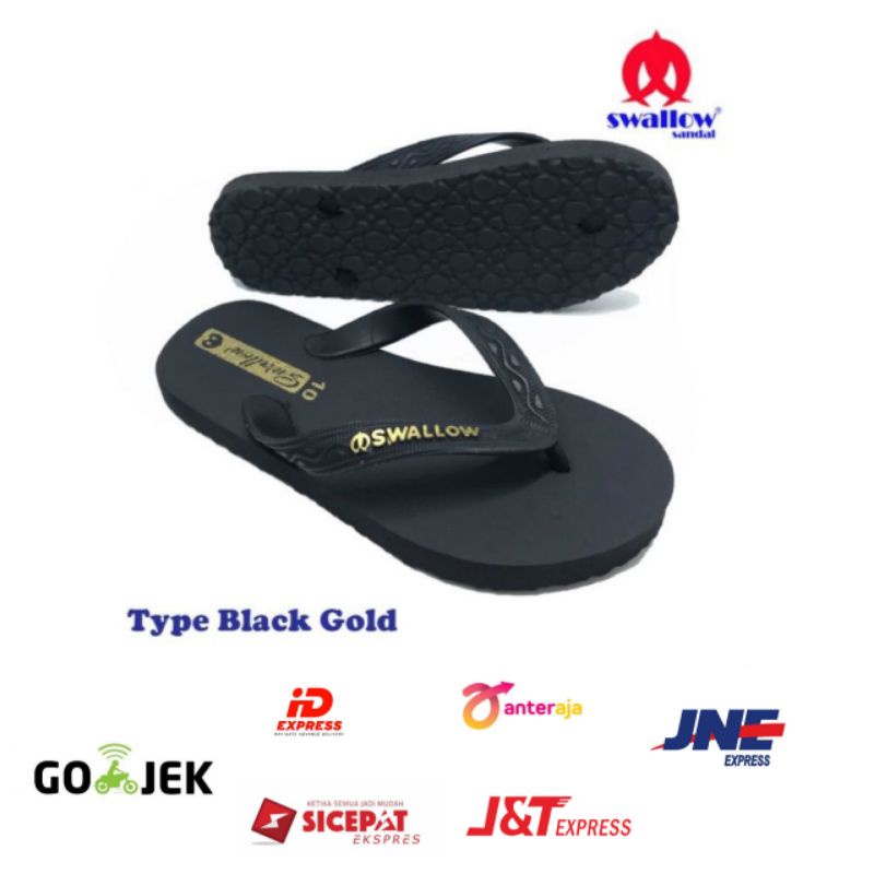 Sandal Swallow Sendal Cowok Cewek -  BLACK GOLD