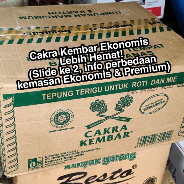 Tepung Terigu Cakra Kembar Ekonomis Kemasan 1 kg DUS Karton isi 1kg x 12pcs