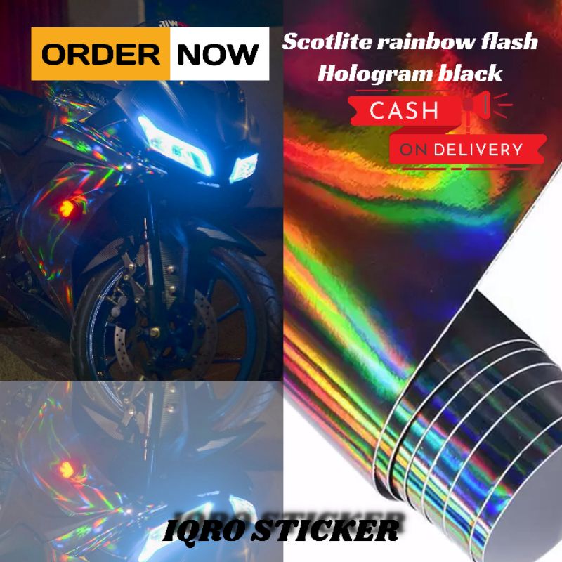 Stiker skotlet motor hologram pelangi scotlite hologram pelangi lentur mudah di aplikasikan