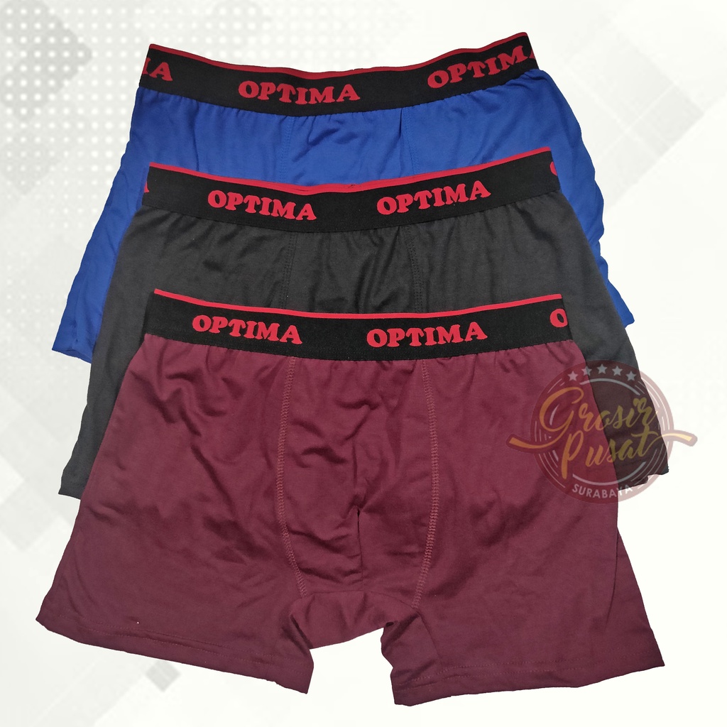 Celana Boxer Pria Celana Dalam Merk Optima Bahan Katun Elastis