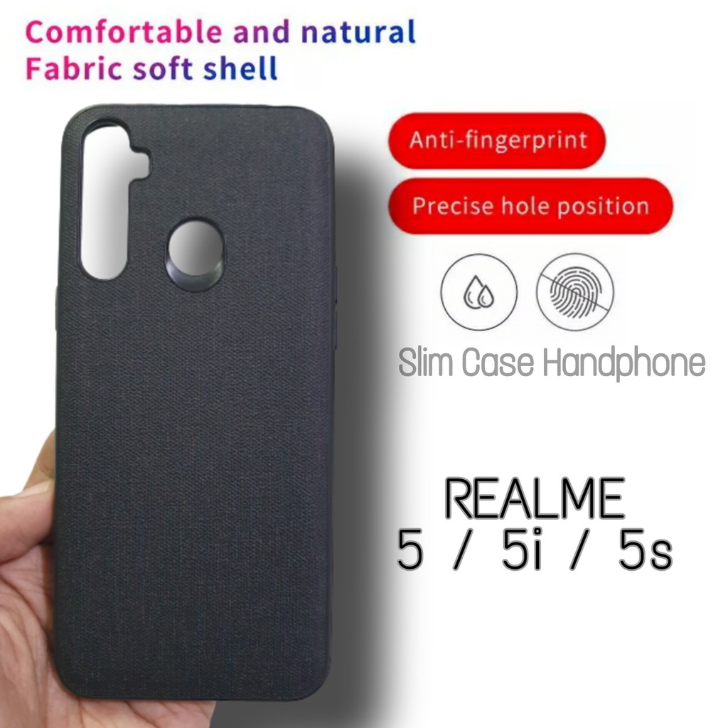 PROMO Case Kain REALME 5, 5i, 5s Hard Case Cloth Matte Phone Case Breathable