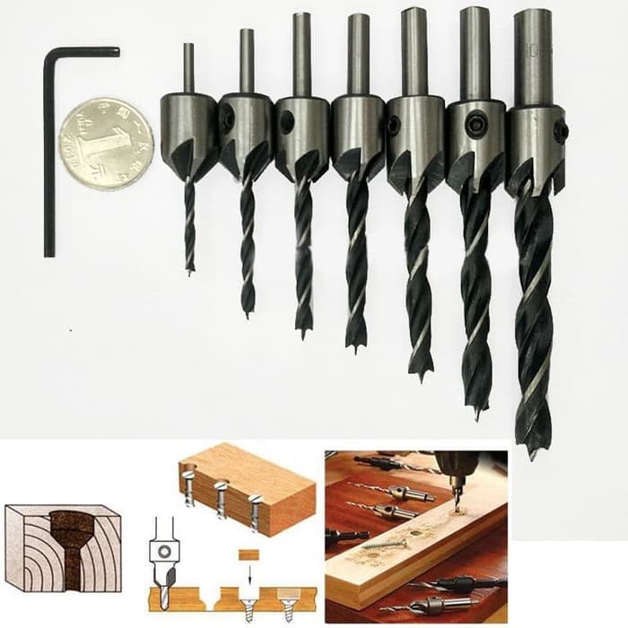 Mata Bor Kayu Drill Bit Countersink HSS 3-10mm Kualitas Super