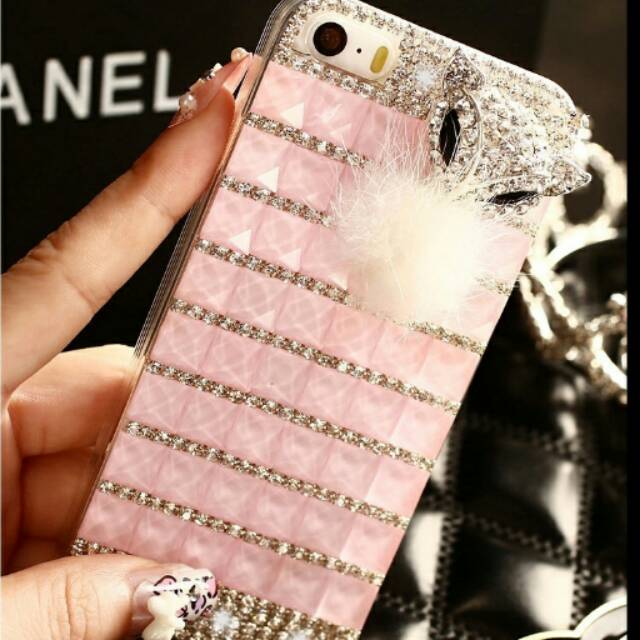 Bling pink muda Fur Case Bling Case  Oppo A52 Samsung Note 9 Ip  Xiaomi