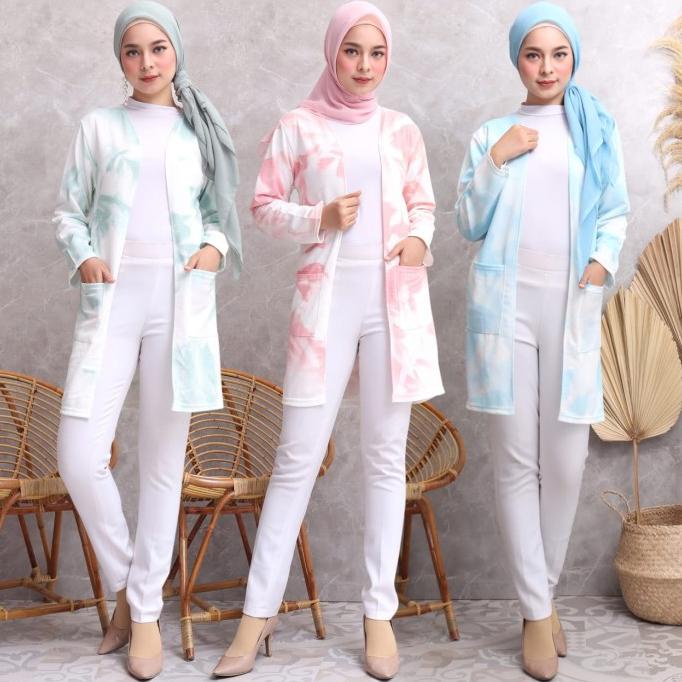 Tkoppa _ Cardigan Wanita Muslimah - Long Outer Cardigan Outer Abstrak _Termurah