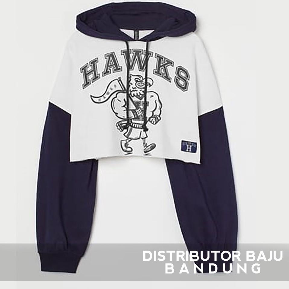 TH1227 Sweater Hoodie Crop Wanita Hawks | American Style Sweatshirt Cropped | Pakaian Wanita | Bahan
