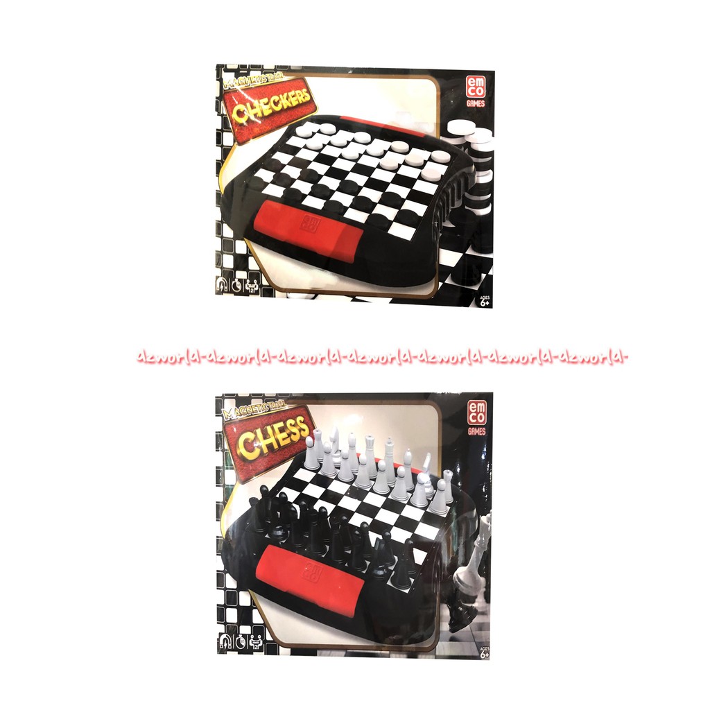 Emco Checkers Board Permainan Tic Tac Hitam Putih Dengan Papan