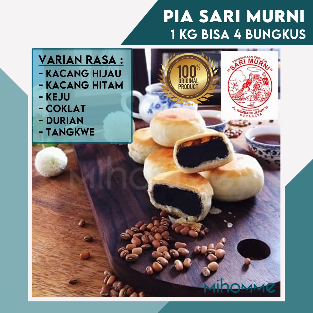 

Kue Pia Sari Murni Cemilan Snack Bakpia Roti Mooncake Oleh Oleh Khas Surabaya