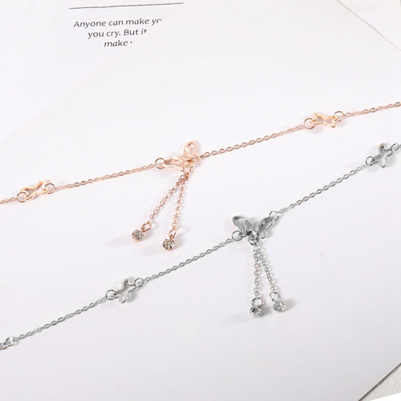 Qi Qi temperamen gelang kaki, Perempuan baja titanium berlapis K rose gold rantai kaki, Kepribadian