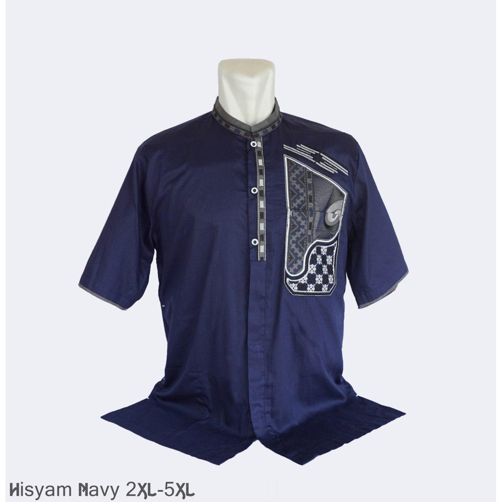BAJU KOKO HISYAM NAVY BIG SIZE JUMBO 2XL 3XL 4XL 5XL BAJU KOKO HISYAM NAVY BIG SIZE JUMBO 2XL 3XL 4XL 5XL