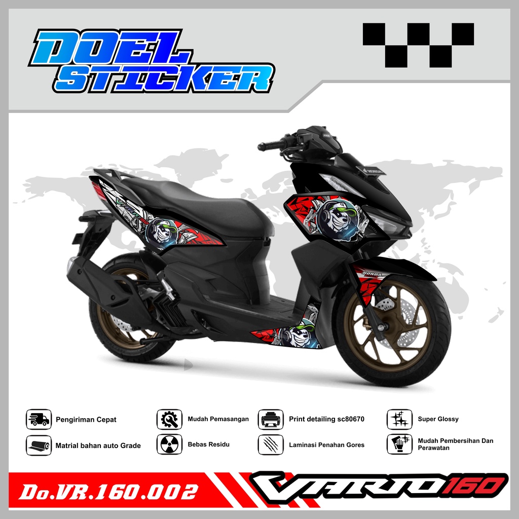 Sticker Striping Honda VARIO 160 List Variasi Hologram , Crome Doel  002