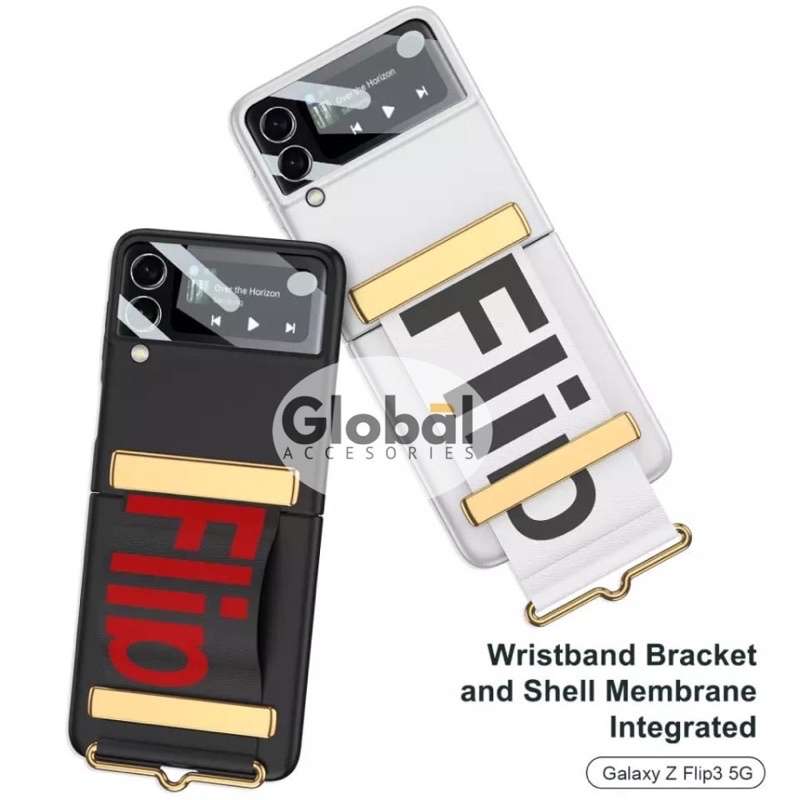 CASE SAMSUNG Z FLIP 3 5G FLIP 3 GKK WITH WRISTBAND HOLDER FASHIONABLE / Cassing Z Flip 3 Armor / Sam