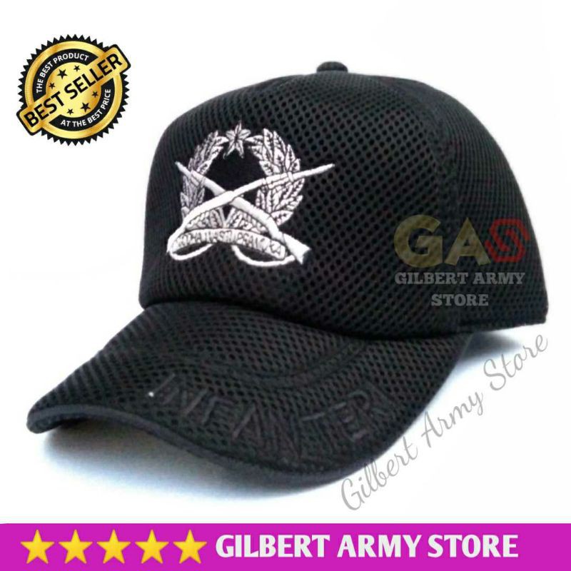 TERBARU Topi Army Pria jaring logo Infanteri Murah GILBERT ARMY STORE   TNI Topi lapangan Militer