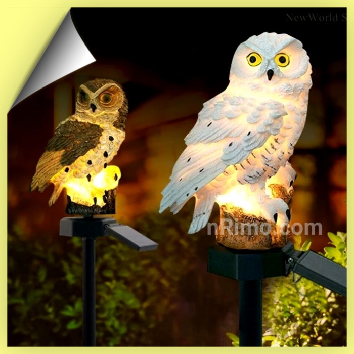 Lampu Hias Taman Tenaga Surya Unik LED Burung Hantu Dekorasi Rumah
