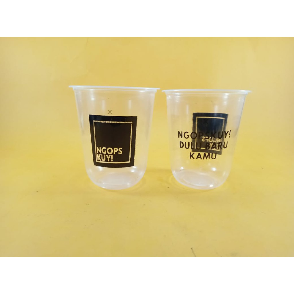 GELAS CUP OVAL SABLON 12OZ 14OZ 16OZ 22OZ PLASTIK