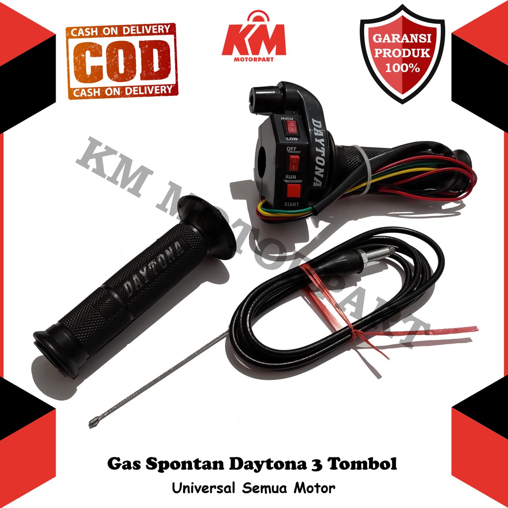 Gas Spontan Daytona 3 Tombol Universal Semua Motor Beat Vario Rx King Vixion R15 NMax Mio Shogun dll