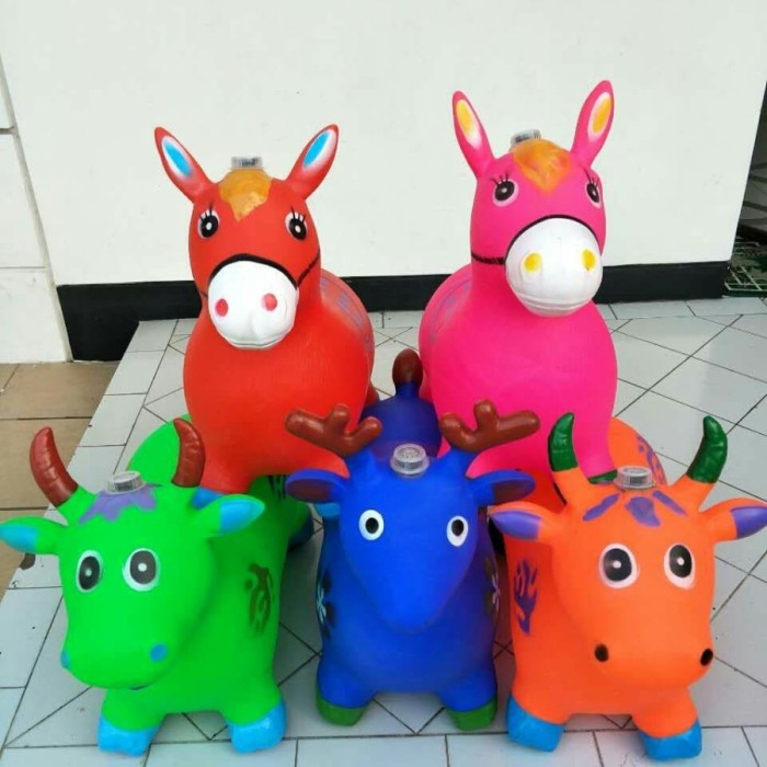 JUMPING ANIMAL KUDA KUDAAN KARET ADA MUSIK DAN LAMPU JUMPING ANIMAL MUSIC MAINAN TUNGGANG KUDA KUDAAN KARET