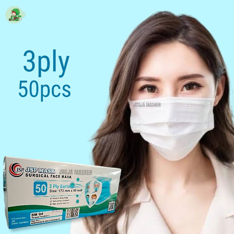 JSP EARLOOP 3PLY - Masker JSP 3ply EARLOOP isi 50pcs / box