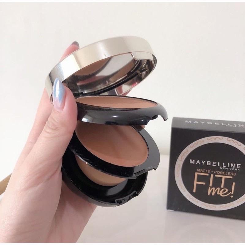 [Per Pc] Bedak Maybelline Fit Me! 2in1 Compact Powder Biru &amp; Hitam Motif