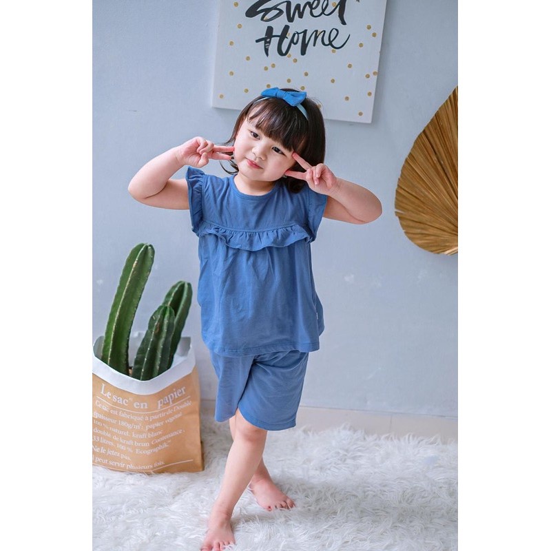 IL- Setelan Playset Kaos Anak Pompom Smilee 1-5Tahun Terlaris | Set Ruffle Anak Perempuan