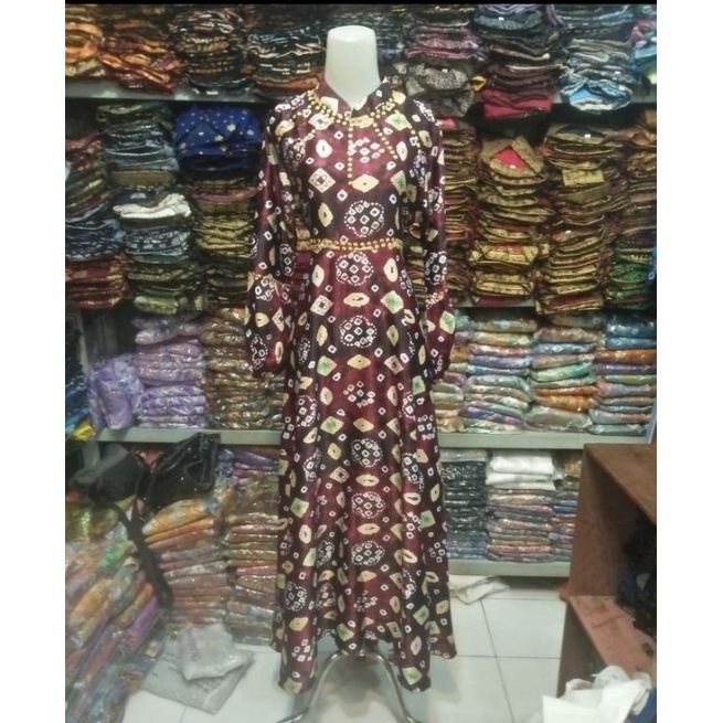 Gamis jumputan sutra silky