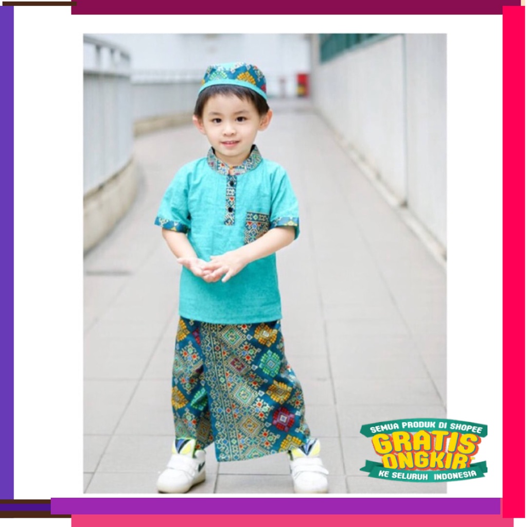 Lucu Keren Motif Polkadot BUnga KOtak / SARKOCI (SARUNG koko peci) Sarung celana koko peci anak/Bati