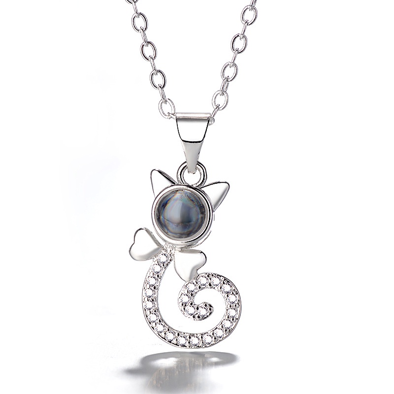 [Ready Stock]Fashion Personality 925 Silver Plated Cat Pendant Necklace