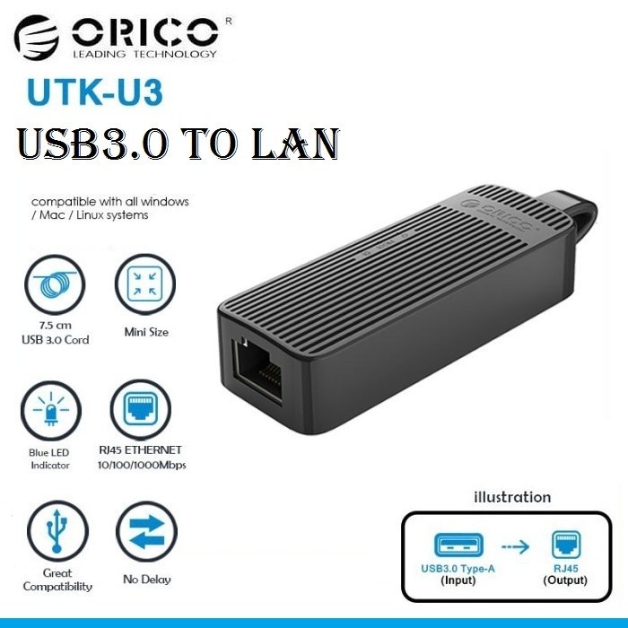 ORICO UTK-U3 USB 3.0 to Ethernet LAN Adapter 1000MBps