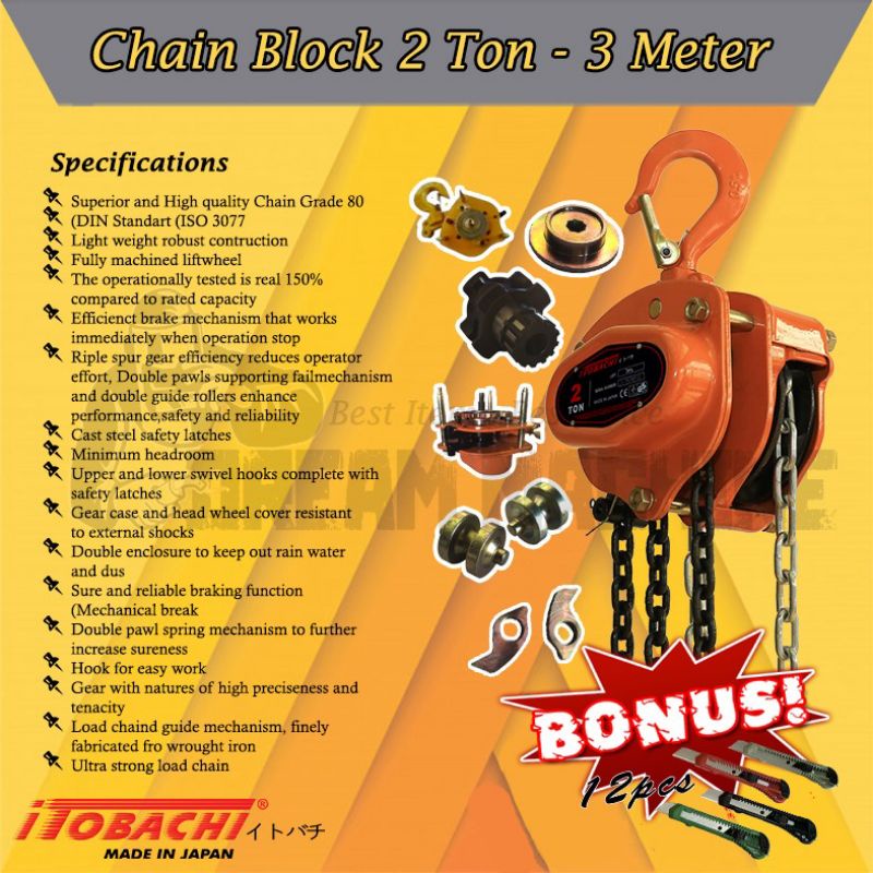 Chain Block 2 Ton X 3 Meter