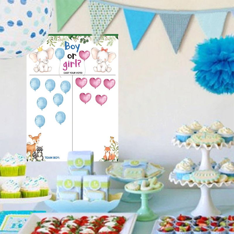Mary Set Stiker Poster Motif Gender Secret Game Untuk Baby Shower / Anak Laki-Laki / Perempuan
