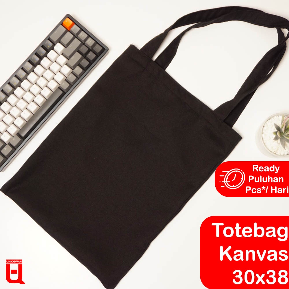 Totebag Medium Kanvas Polos Premium (Tas Belanja Goodie Bag Tas Laundry)