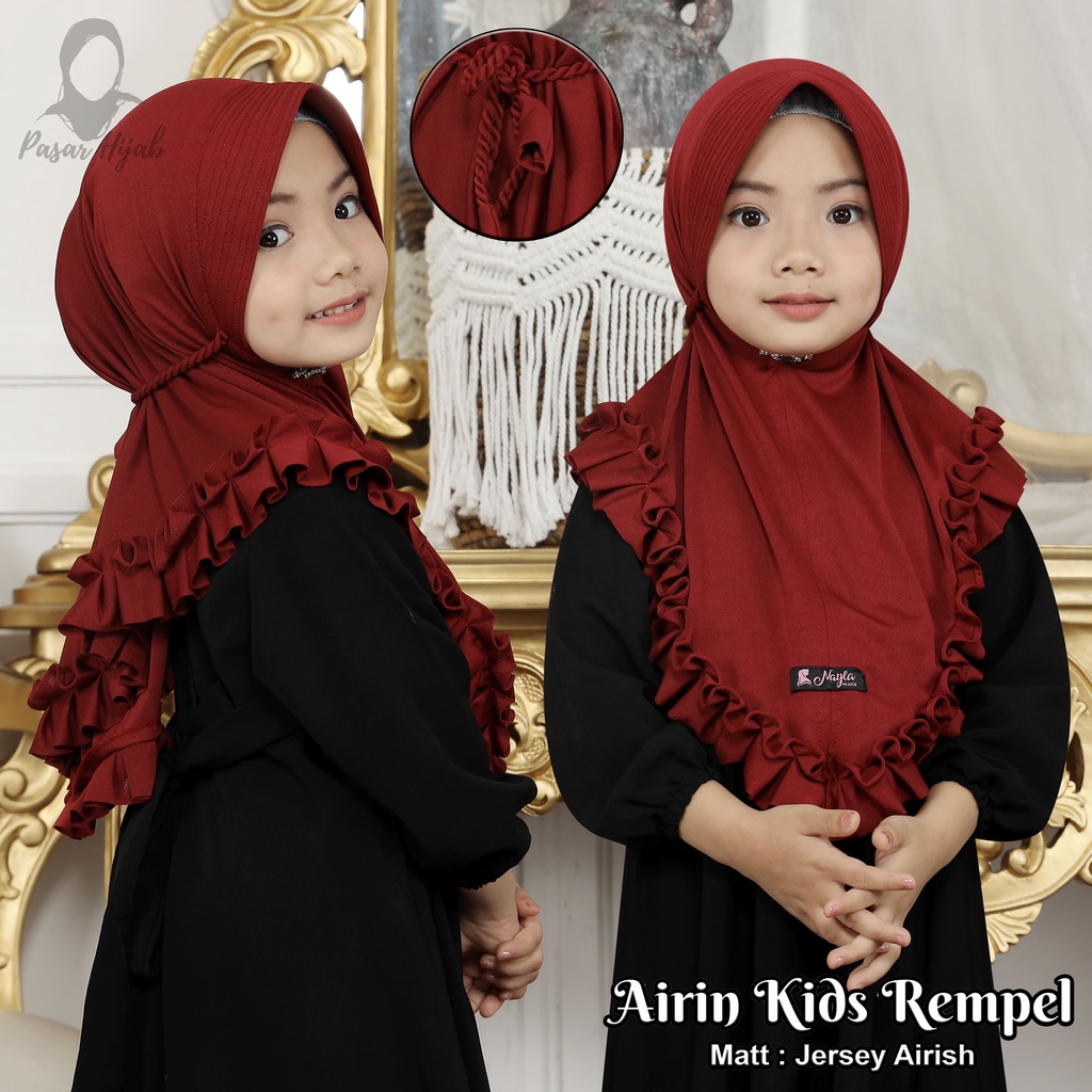 Kerudung Anak Tali Kepang Airin Kids Rempel Hijab Anak Jersey Airis Pasar Hija'b