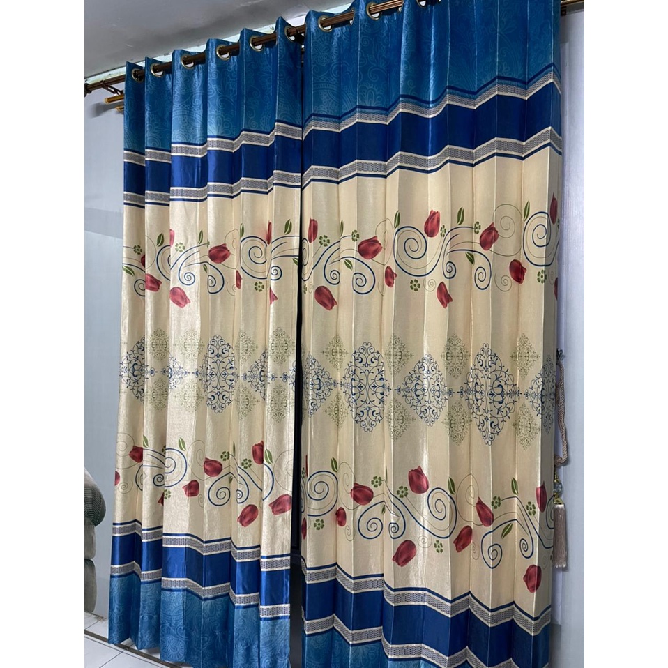 Gorden Blackout Isabela P 250cm L 100cm -Tirai Pintu Motif Bunga Cantik -Interior Ruang Tamu Lengkap