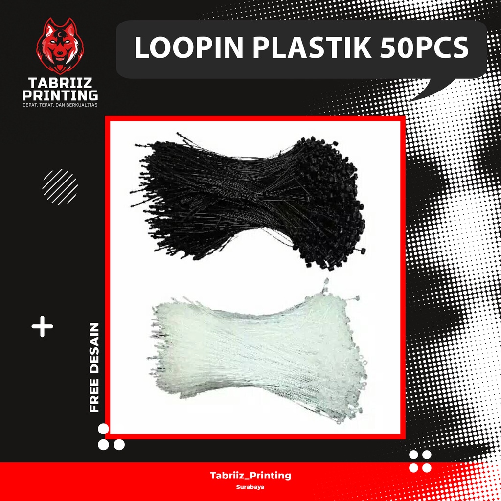 

[TABRIIZ PRINTING] Loopin Plastik 50pcs/Tali Hangtag Plastik