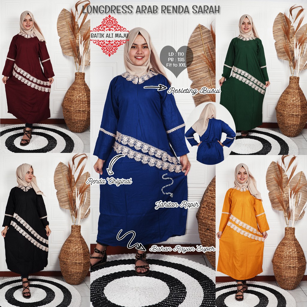 LONGDRESS Daster Arab Renda SARAH Kekinian Grosir Murah di Pekalongan