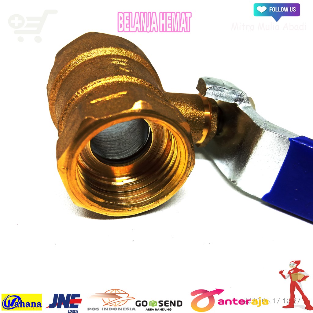 Ball Valve Kuningan ukuran 1/2 inchi - stop Kran Keran