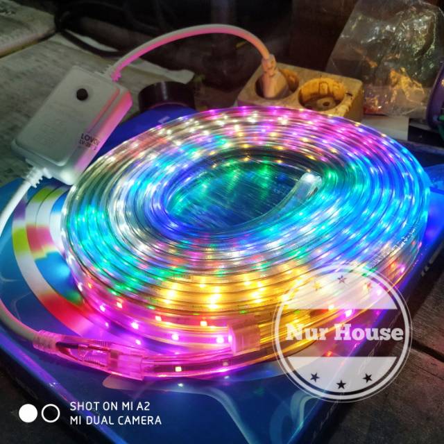 lampu hias led strip lampu selang RGB warna warni kedip kedip 10 meter dengan kontroller