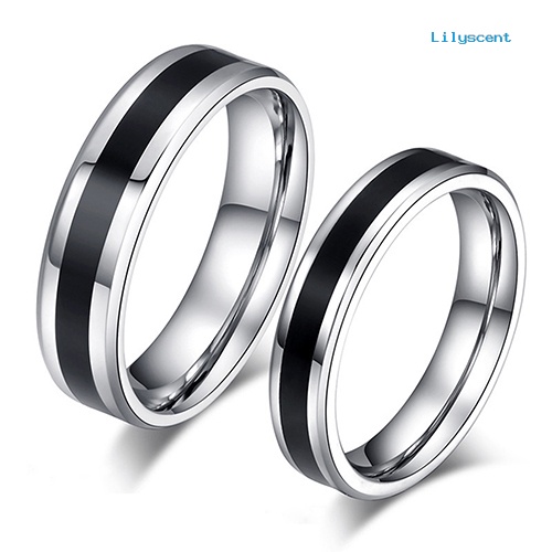 Ls Cincin Titanium Stainless Steel Warna Hitam Untuk Pria / Wanita