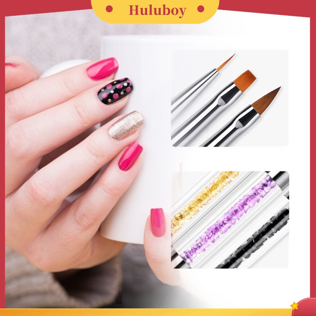 Huluboy Huluboy♡ Holder Pen Nail Art Kepala Ganda Aksen Berlian Imitasi Untuk Wanita