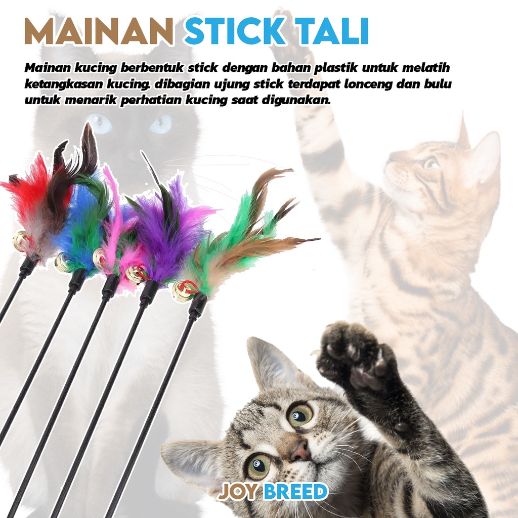 MAINAN KUCING STICK TALI DENGAN LONCENG DAN BULU STIK KUCING MURAH