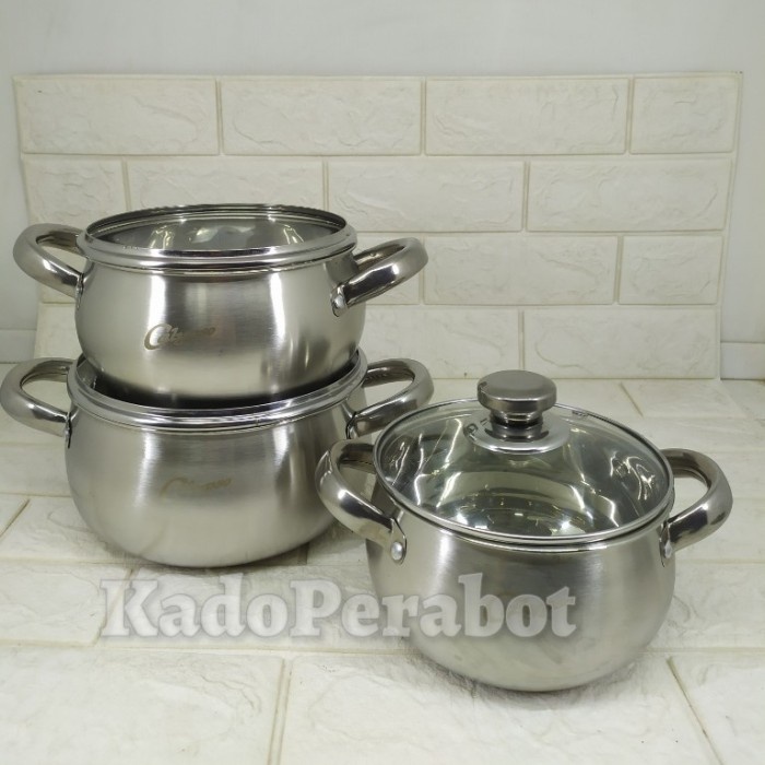 Panci Calypso Stainless Tutup Kaca - Panci Labu - Panci Soup - Panci Sup - Panci Sop