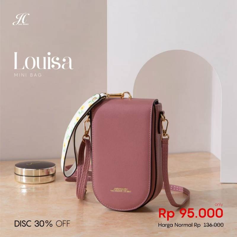 LOUISA MINI BAG JIMSHONEY varian lama Motif Bunga pada tali pendek nya ( READY STOCK, SIAP KIRIM )