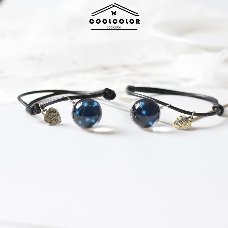 COD❤️12 Gelang Zodiak Bracelet Libra Pasangan Pacar Hadiah Perhiasan Perhiasan Pria dan Wanita hadiah ulang tahun gelang pasangan Tenunan Tangan Korea Murah Impor