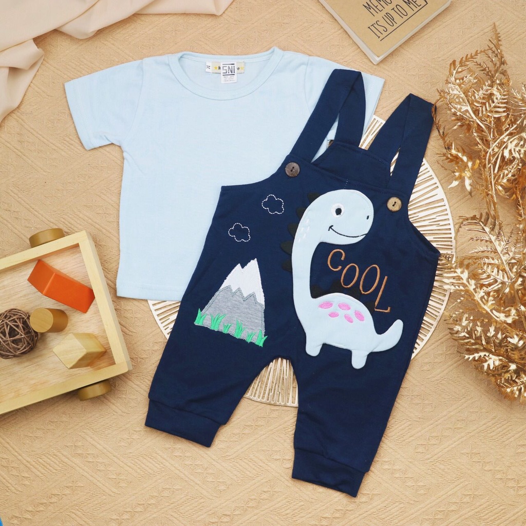 BARU! LIX001 - 2in1 Overall fashion Dinosaur bayi cowok laki-laki baju kodok Pergi Jalan Casual