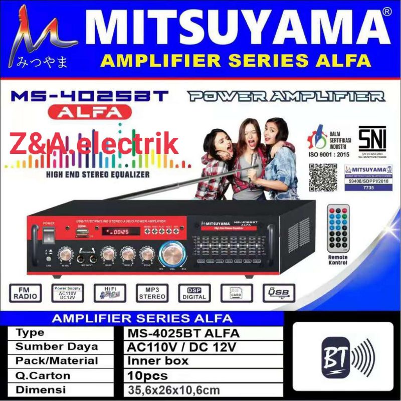 Powerr Amplifier Bluetooth ALFA Karaoke EQ MITSUYAMA MS-4025BT ALFA