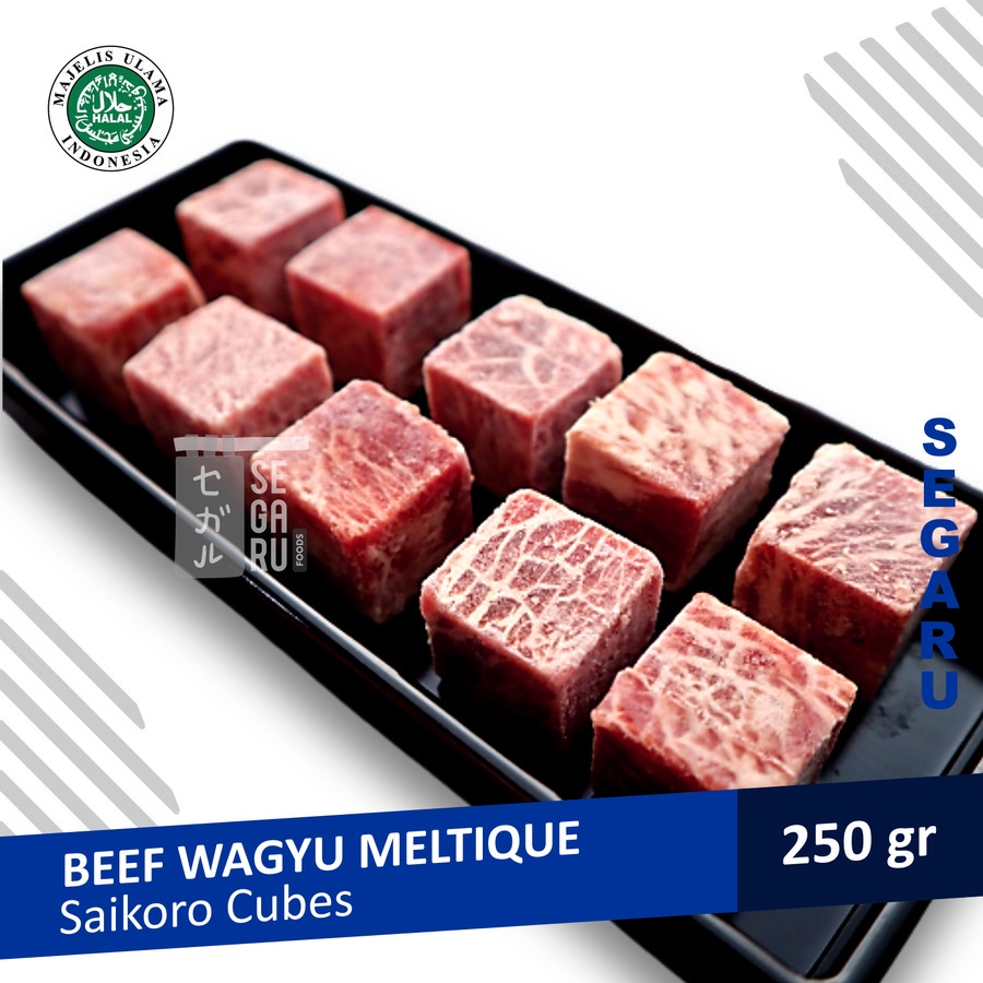 

Saikoro Beef Steak Wagyu Meltique | Daging Steak Sapi Cubic 250 gram