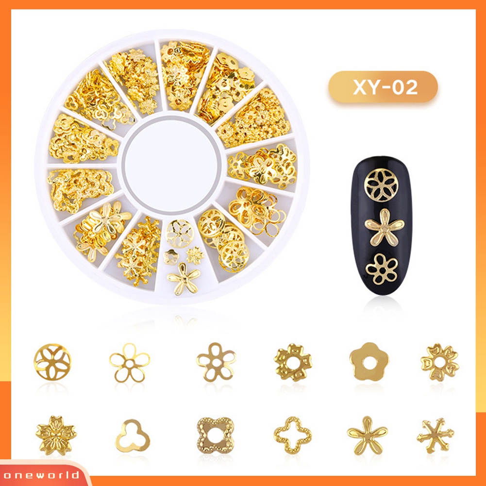 (ONWO) Rivet Metal 3D Bentuk Hati / Bulan / Bintang Untuk Dekorasi Manicure