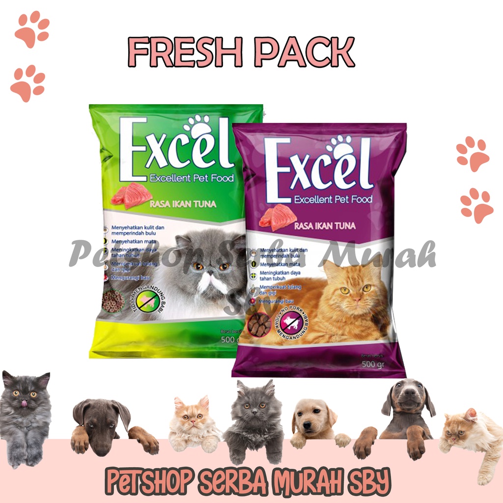 Excel Adult Tuna / Tuna Chicken / Salmon Freshpack 500gr - Makanan Kering Kucing Dewasa - Cat Dry Food
