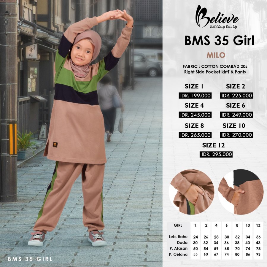 ENDOMODA// READY STOCK BAJU MUSLIM ANAK MUSLIMAH BMS 35 GIRL / BAJU ANAK PEREMPUAN ENDOMODA BELIEVE 